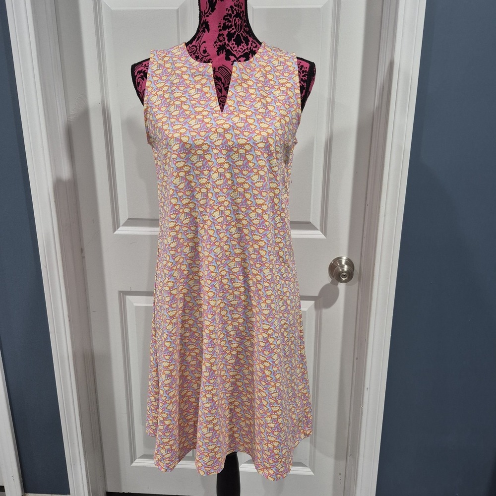 J. McLaughlin Dress Womens Medium Ellison Tulip Catalina Cloth V-Neck Resort